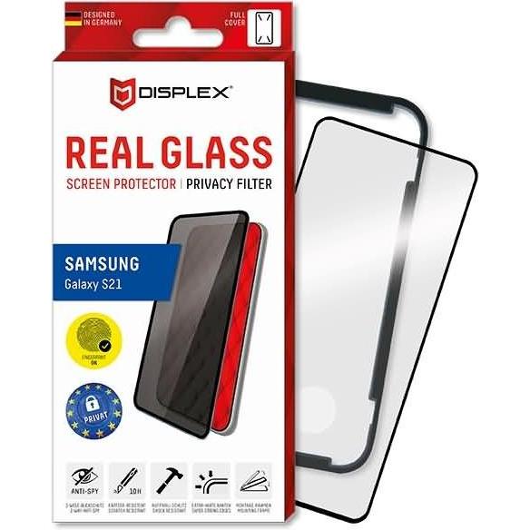 Displex Real Glass, Privacy Full Cover Panzerglas (1 Stück, Samsung Galaxy S21 5G), Smartphone Schutzfolie, Transparent