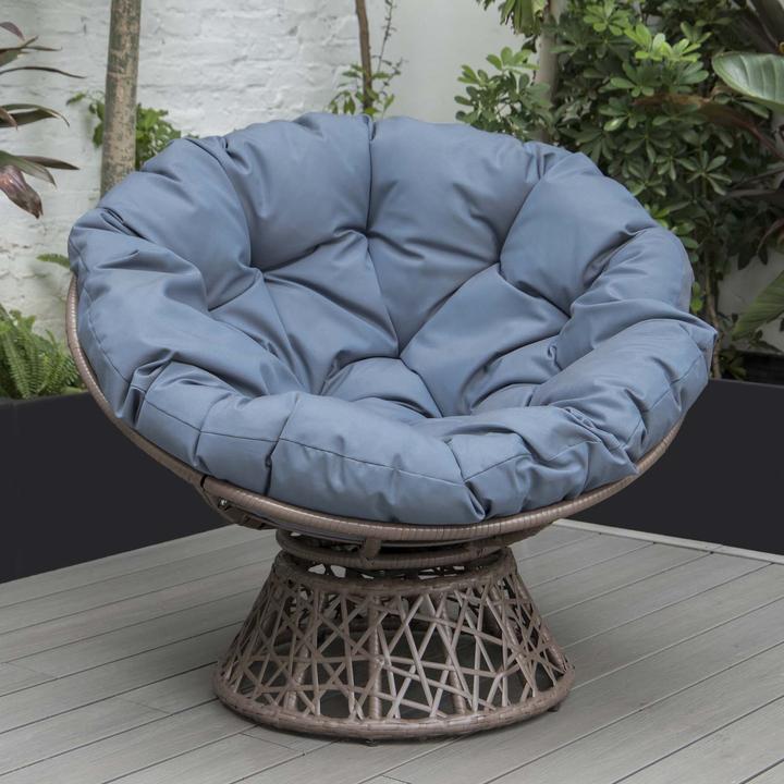 Actual product image PureHaven Lounge chair 92x80x80.5 cm made of rattan round cushion rotatable 360 degrees easy to clean elegant