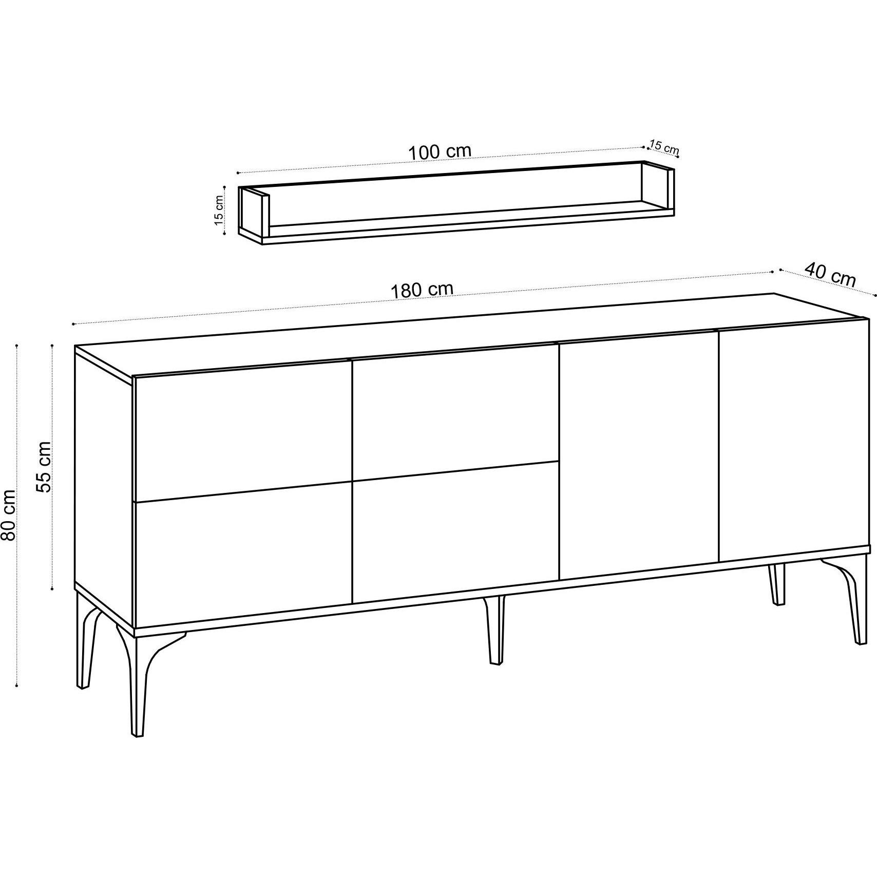 Thumbnail - Hanah Home, Kommode + Sideboard, Stella (180 x 55 x 40 cm)