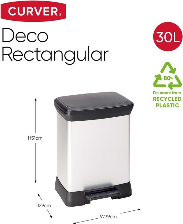 Produktbild Curver Metallic Deco Bin 30L Mülleimer (30 l)