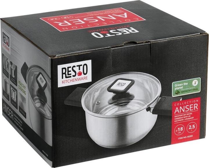 Image du produit Resto CASSEROLE D18CM 2.5L/92202 (Casserole à manche, Acier inoxydable, 18 x 10 cm)