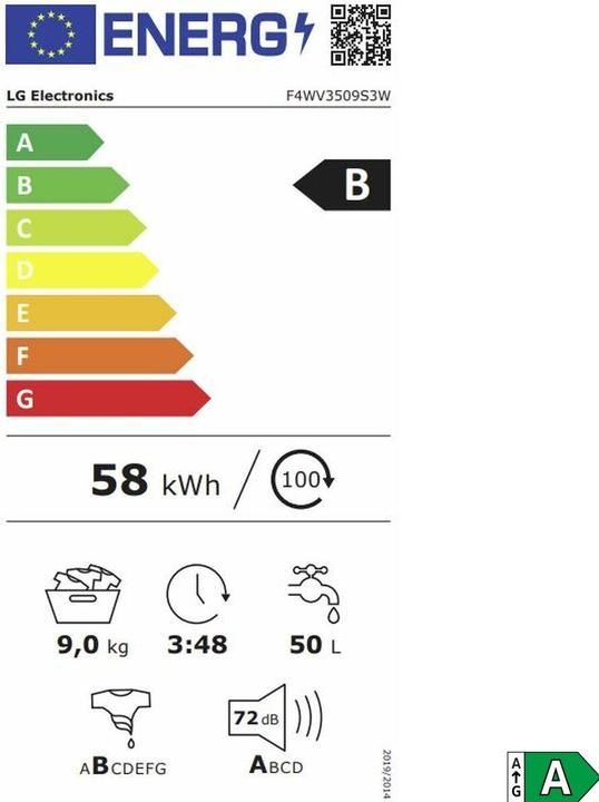 Energie-Label LG Waschmaschine F4A1009NWK.ABWQCES 9 kg (9 kg)