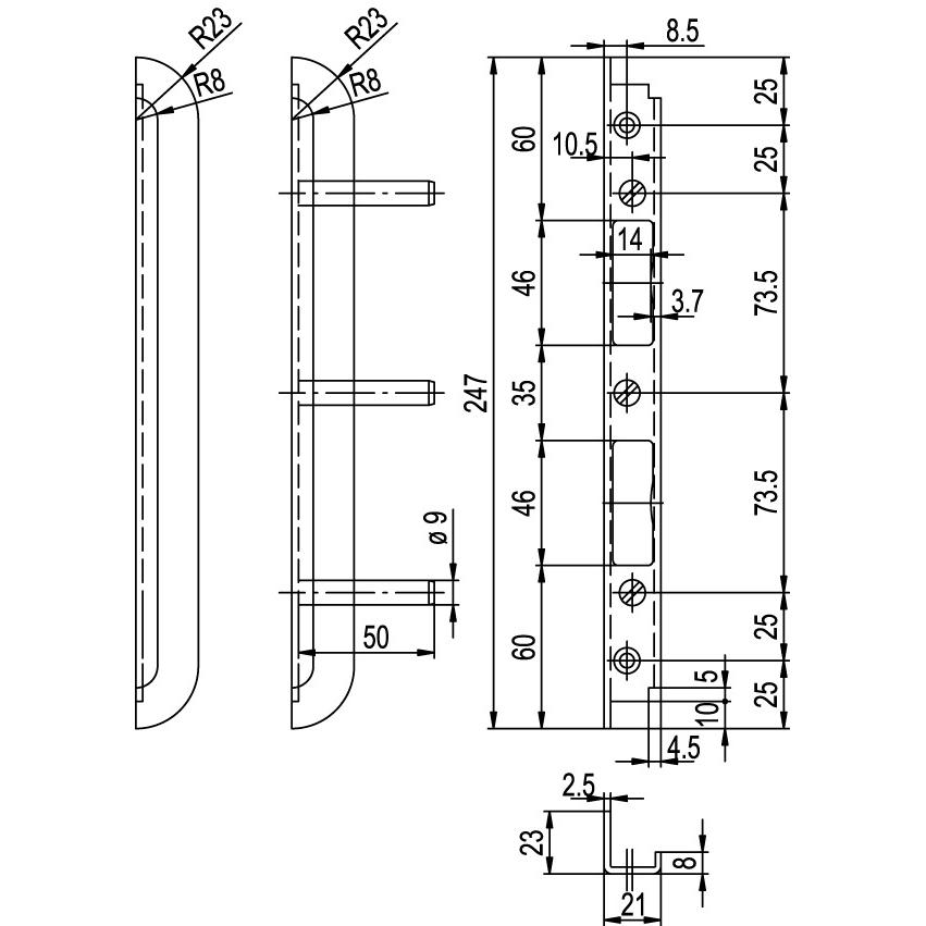Thumbnail - Glutz, Türgriff + Fenstergriff, Einfrässchliessbleche B-1151 (Schliessblech)