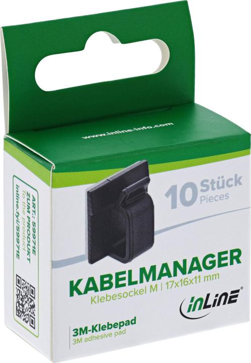 Actual product image InLine 10er Pack ® Kabelmanager Klebesockel M, Nylon, 3M-Klebepad, schwarz