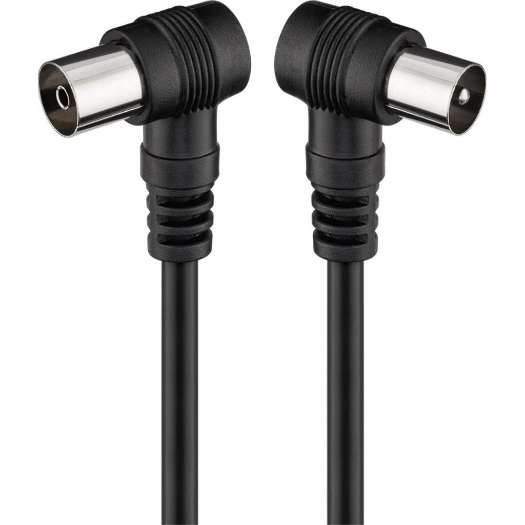 Goobay Antennen Winkel Anschlusskabel, Schwarz, 1.5 m (70 dB, Antennenkabel), Antennenkabel