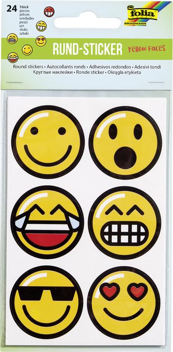 Produktbild Folia Sticker rund Emojis (24 Sticker)