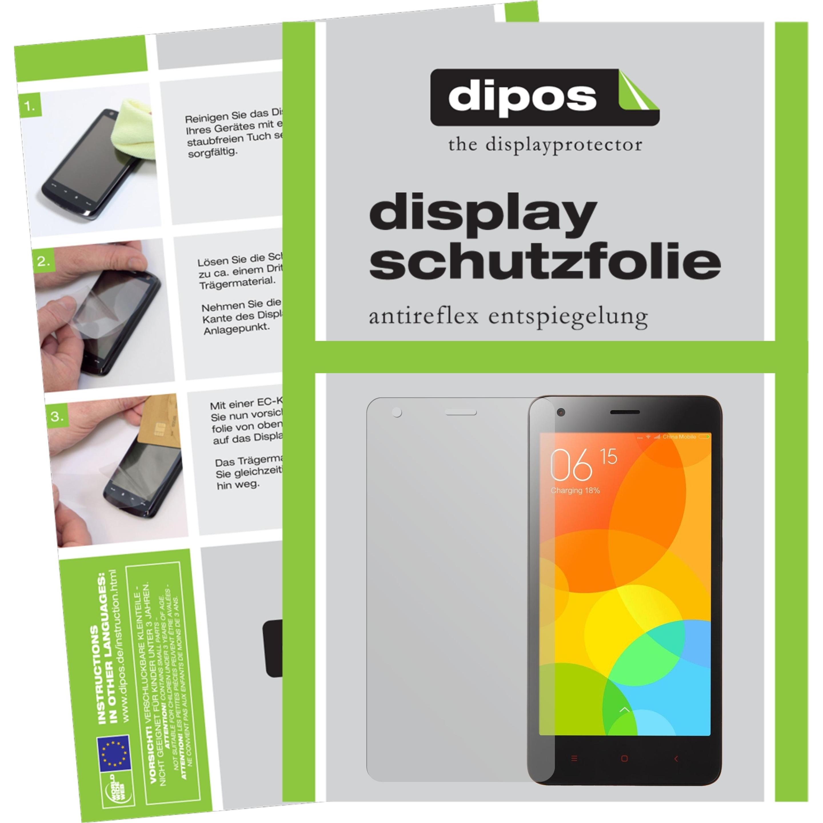 Dipos Displayschutzfolie Antireflex (2 Stück, Xiaomi Redmi 2), Smartphone Schutzfolie, Transparent