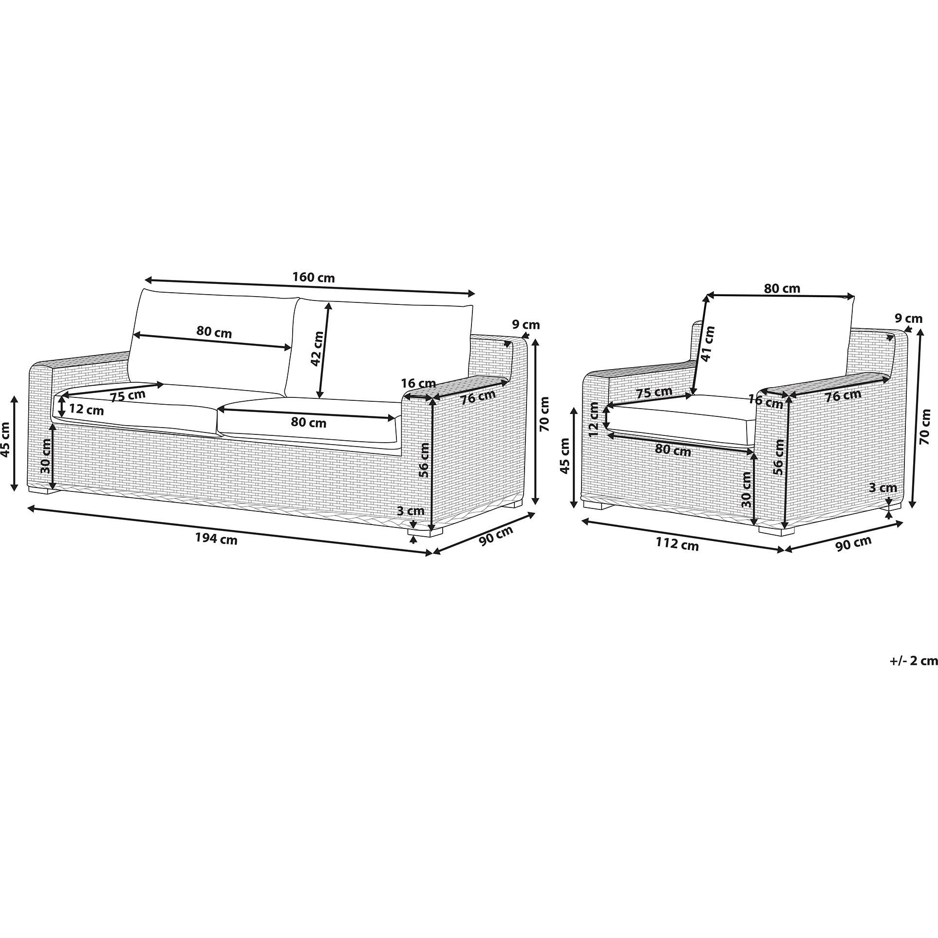 Thumbnail - Beliani, Gartenlounge, Lounge Set Rattan natürlich 4-Sitzer ARDEA