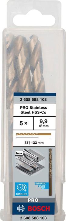 Produktbild Bosch Professional Zubehör PRO Stainless Steel HSS-Co Spiralbohrer, 9,9 x 87 x 133 mm (9.9 mm)
