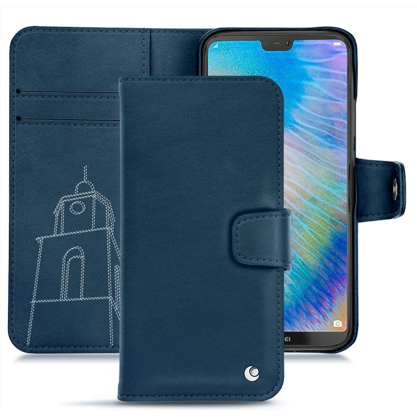Noreve Lederschutzhülle Wallet (Huawei P20 Lite), Smartphone Hülle, Blau