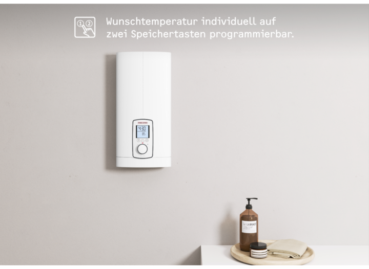 Actual product image Stiebel Eltron DHE 18/21/24 kW Fully electronic instantaneous water heater always accurate to the degree thanks to
