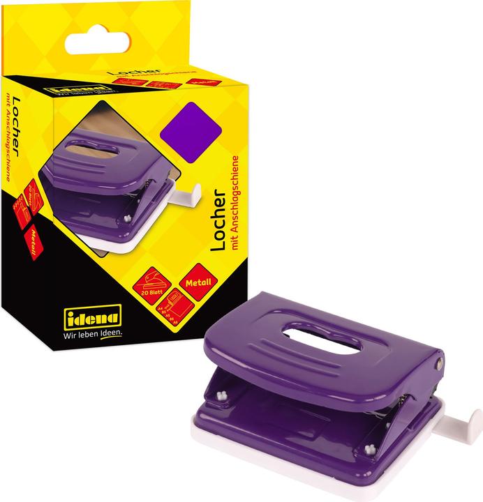 Produktbild Idena Locher aus Metall lila für 20 Blatt
