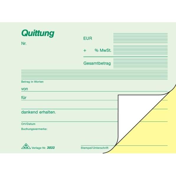 Rnk, Formular, Quittung m.Mwst A6 SD (40 x)