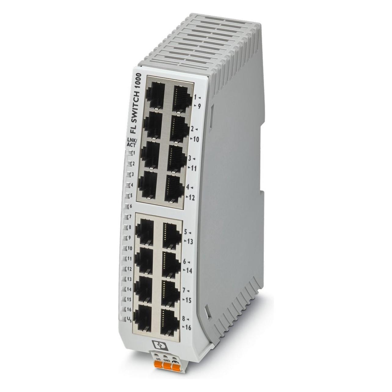 Phoenix FL SWITCH 1016N 1085255 Industrial Ethernet Switch (16 Ports), Netzwerk Switch, Grau