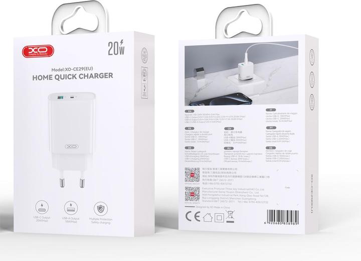 Produktbild xO Wandladegerät CE29 PD 20W 1x USB-C 1x USB weiss (20 W, 2 Ports)