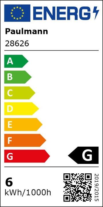 Label énergétique Paulmann Globe (E27, 6 W, 470 lm, 1 x, G)