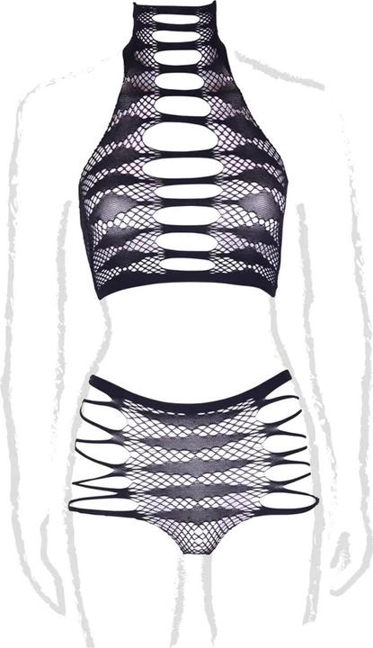 Productafbeelding Le Désir Carpo XLVI - Tweedelig met coltrui, croptop en panty - Plus Size