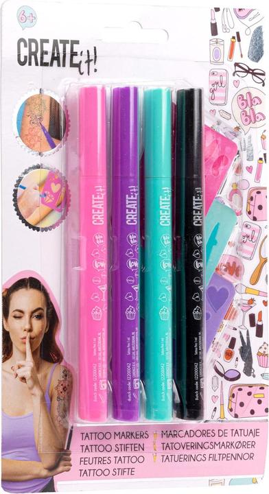 Image du produit Canenco Stylo de tatouage Create It! avec pochoirs, 4p.