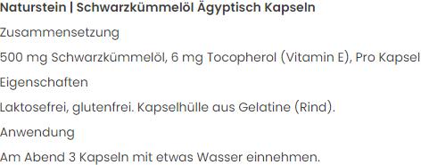 Nährwerte und Zutaten Naturstein Schwarzkümmelöl Ägyptisch Kaps Fl 700 Stk (700 Stück, Kapseln, 560 g)