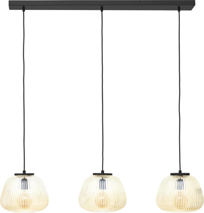 Brilliant Kaizen hanglamp 3-lichts amber/zwart mat