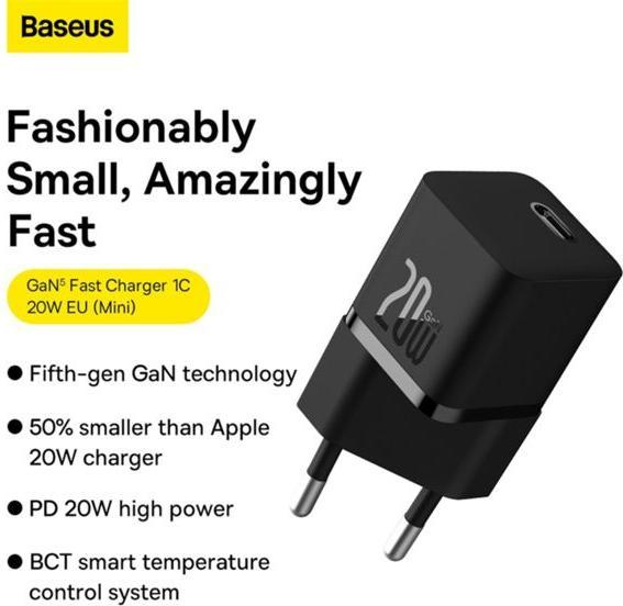 Productafbeelding Baseus Mini wandoplader GaN5 20W (zwart) (20 W)