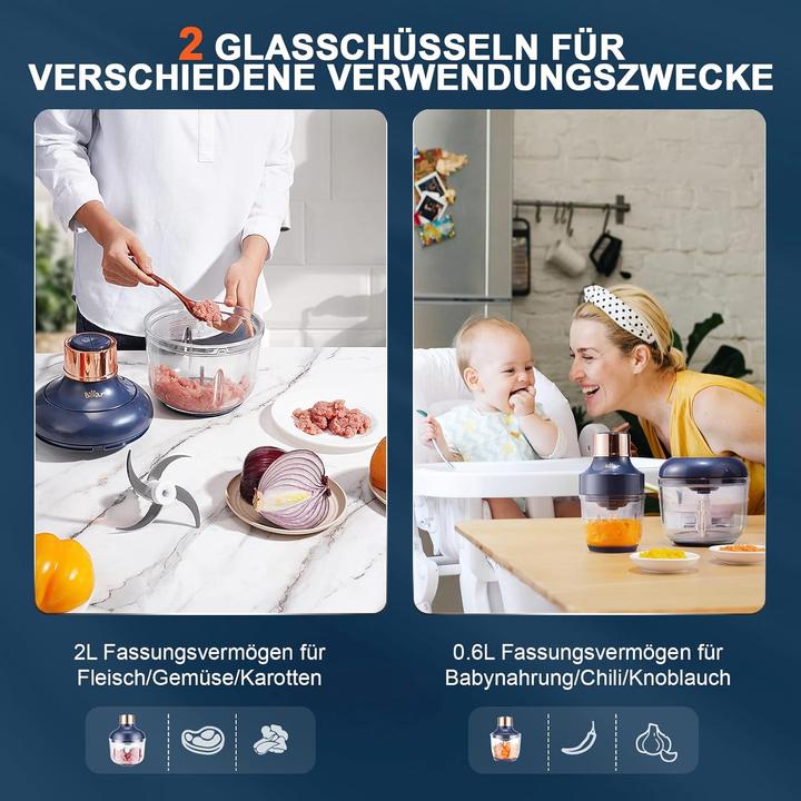 Produktbild Bear Rock Doppelhäcksler (600 ml, 300 W)