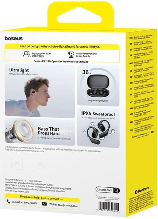 Actual product image Baseus Słuchawki zauszne Eli 2i Fit OWS sportowe - czarne (11 h, Wireless)