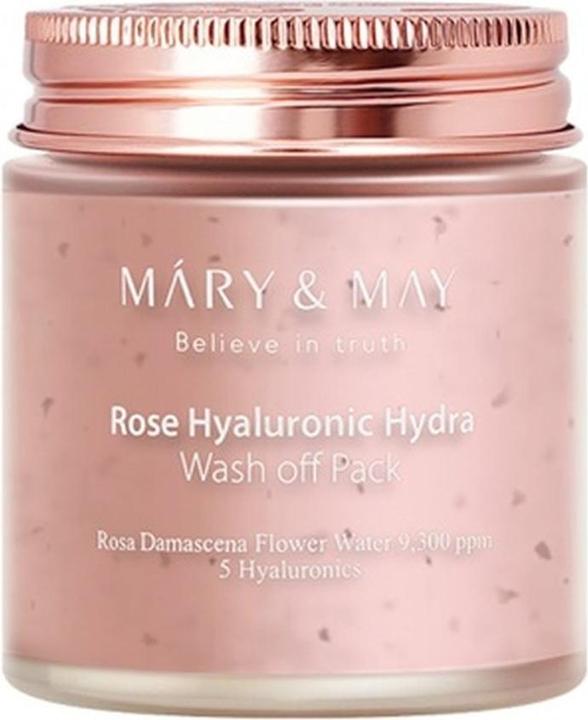 Mary&May Vegane Rose Hyaluronic Hydra Wash Off Mask 125g - Reinigt die Poren, kontrolliert den Talg und