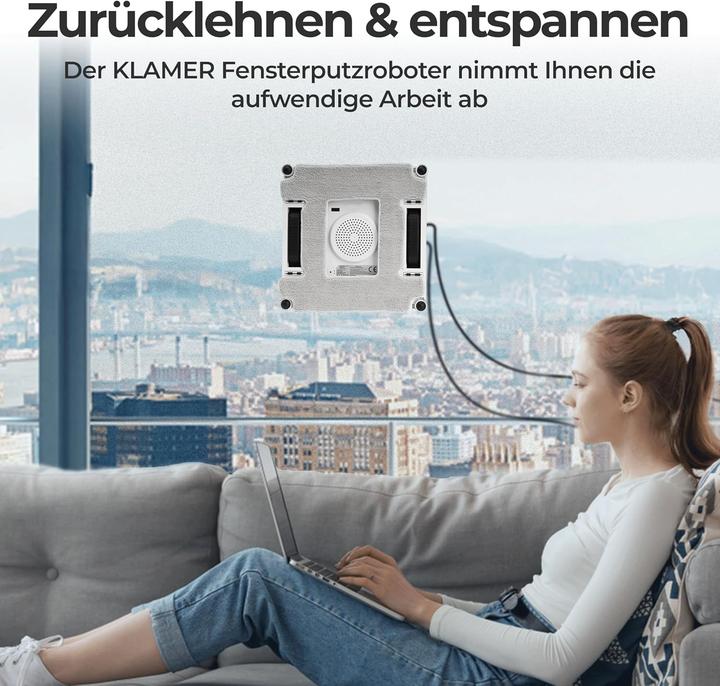 Actual product image KLAMER Fensterputzroboter, Kompakter Fensterroboter mit automatischer Kanten-Erkennung, Dual Sp…