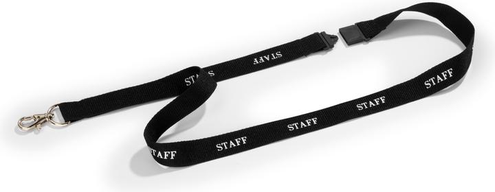 Actual product image Durable STAFF fabric strap, with snap hook, pack of 20, black.