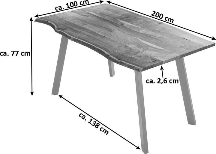 Image du produit SAM LAXMI Baumkante massiv Akazie (200 x 100 x 77 cm)