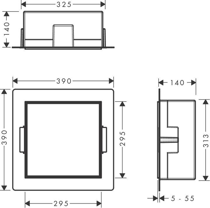 Produktbild hansgrohe XtraStoris Rock Abfalleimer, Einbau, befliesbare Tür, 390x140x390mm, 6 Liter Inhalt, 5609 (6 l)