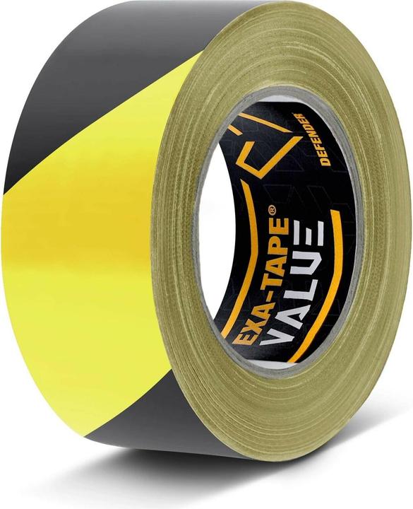 Produktbild Defender EXA-TAPE® VALUE BY 50 - PVC Warnband | schwarz/gelb | 50 mm x 33 m (50 mm)