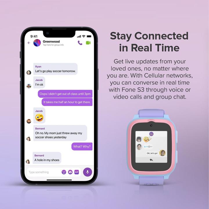 Produktbild myFirst Smart Watch Fone S3 Blau/Rosa/Violett (48 mm, 4G)