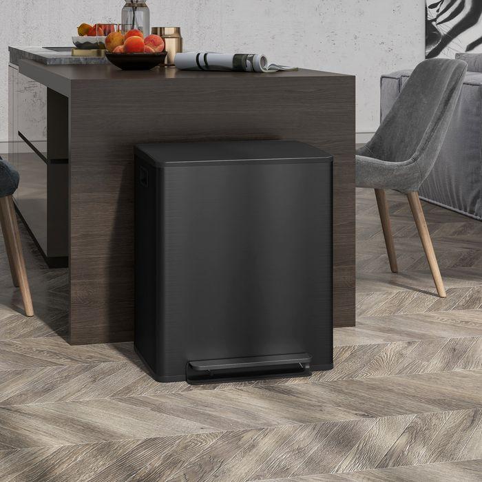 Actual product image Swisshandel24 Mülleimer 2 x 25L Treteimer mit Deckel, Fusspedal, Inneneimer, Edelstahl (50 l)