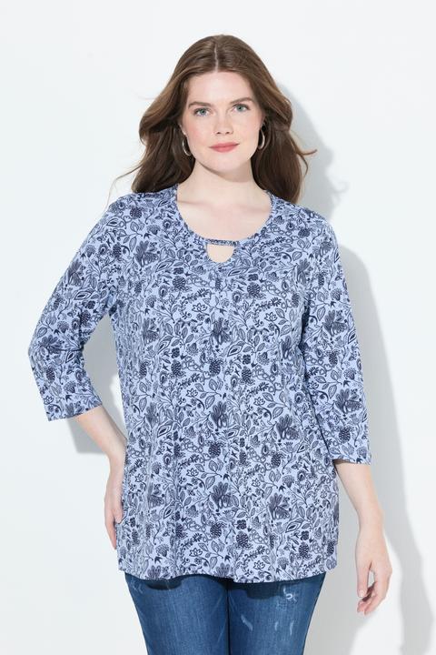 Produktbild Ulla Popken Shirt, Blüten, A-Linie, Rundhals, 3/4-Arm (42, 44)