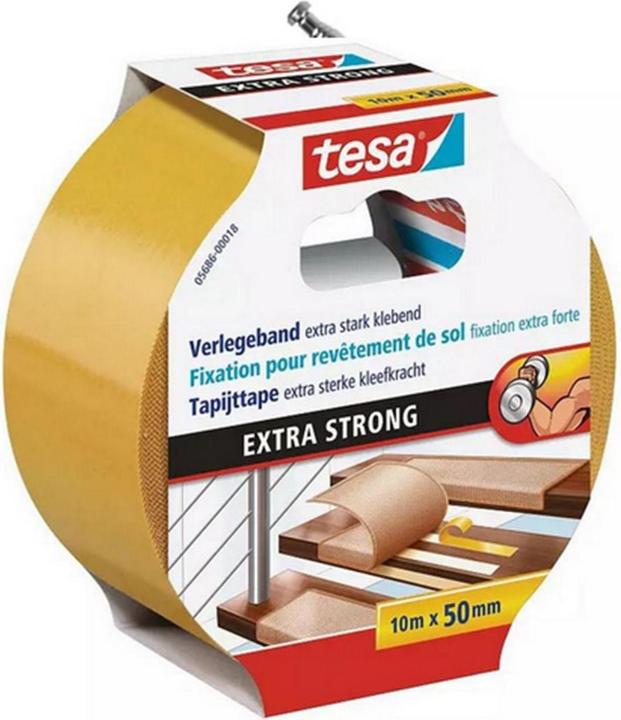 Actual product image tesa Verlegeband extra stark klebend im 6er Pack - Doppelseitiges Klebeband zum Verlegen von Teppich (50 mm)