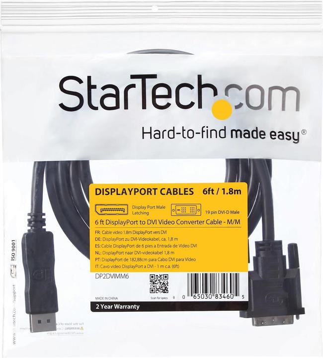 Produktbild StarTech 6ft Displayport To Dvi Cable (1.80 m)