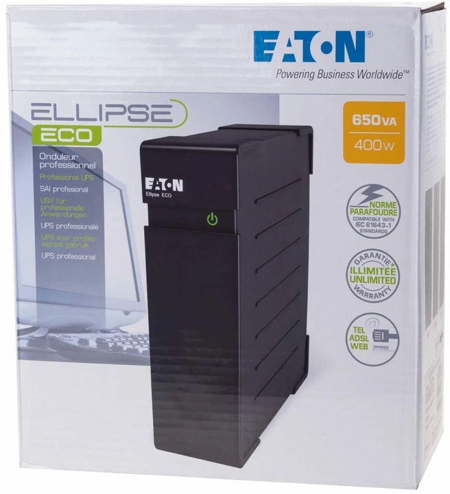 Produktbild Eaton Ellipse ECO 650 IEC (650 VA, 400 W, Standby USV)