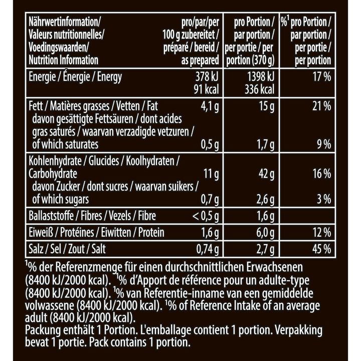 Valeurs nutritives et ingrédients Knorr Asia Noodles Chicken sachet, Nouilles asiatiques au poulet & aux légumes, prêtes en 3 minutes (70 g)