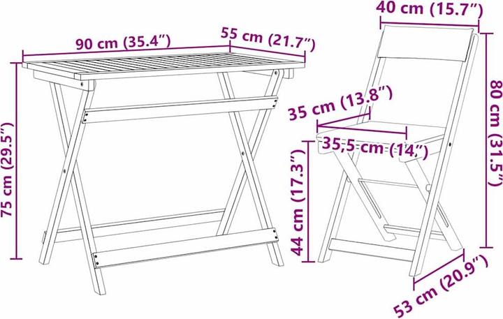 Produktbild vidaXL Bistro Möbel (90 x 55 x 75 cm)