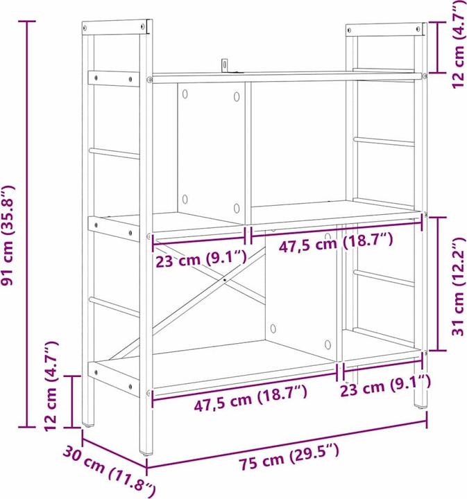 Immagine prodotto vidaXL Bücherregal (30 x 75 x 91 cm)