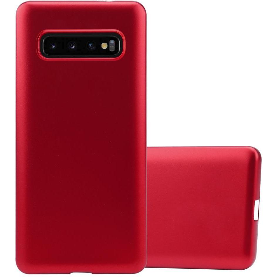 Cadorabo TPU Matt Metallic Hülle (Samsung Galaxy S10), Smartphone Hülle, Rot