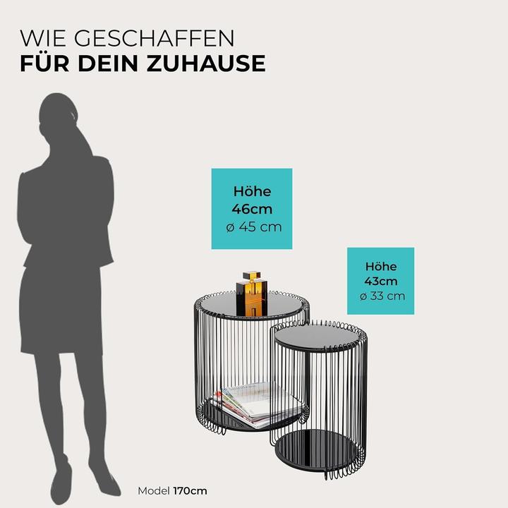 Image du produit Kare Design Beistelltisch Wire Double Schwarz (2/Set)