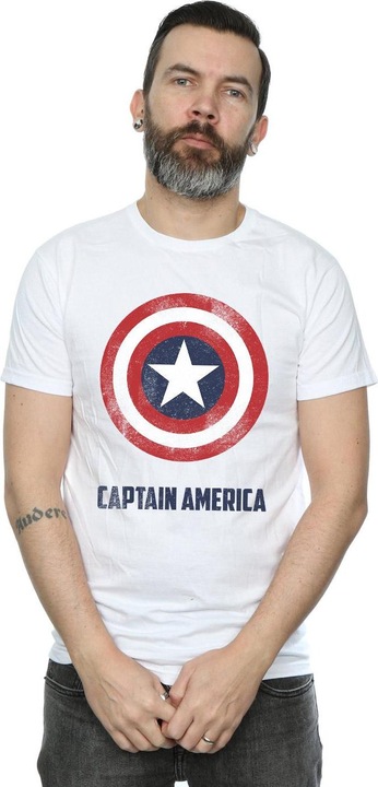 Actual product image Mens Captain America Shield Text T-Shirt (XL)
