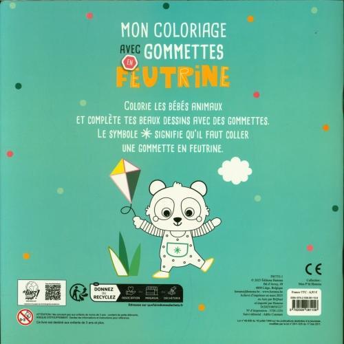 Actual product image Hemma Mon coloriage avec gommettes en feutrine : les bébés animaux (French, Collectif, 2025)