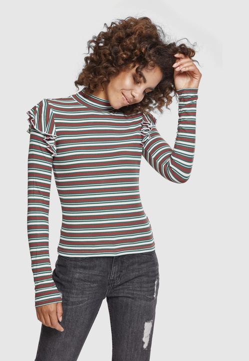 Produktbild Urban Classics Ladies Rib Striped Volant Turtleneck L/S (3XL)