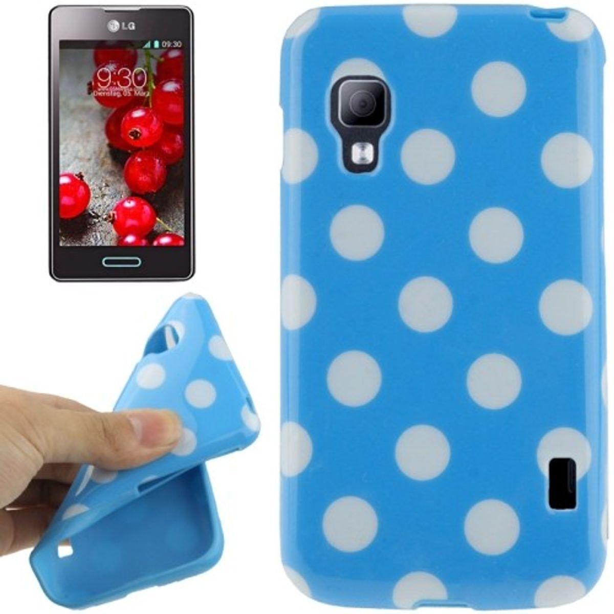 König Design Schutzhülle TPU Punkte Case für Handy LG Optimus L5 II / E455 (LG Optimus L5 II), Smartphone Hülle, Blau