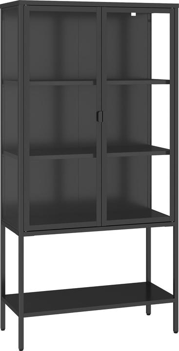 En.Casa Vitrinenschrank Borshavisa Stahl 2-türig 160x80x35 cm Schwarz (80 x 35 x 160 cm)