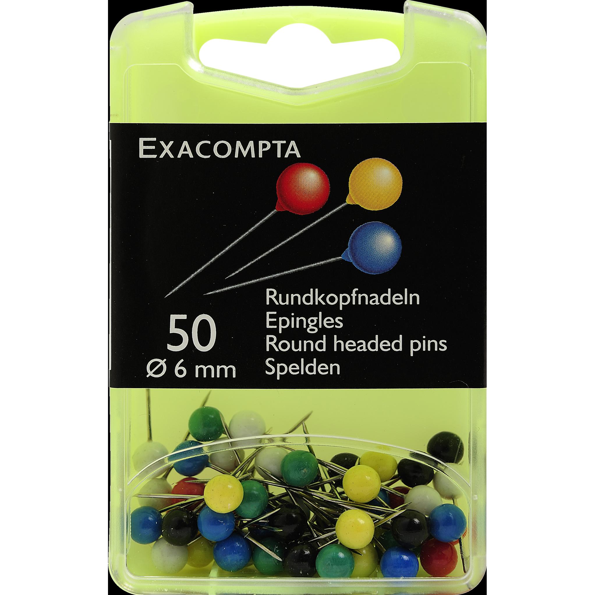 Exacompta, Nägel, Rundkopfnadeln Ø 6 mm, multicolor (50 Stück, 15 mm)